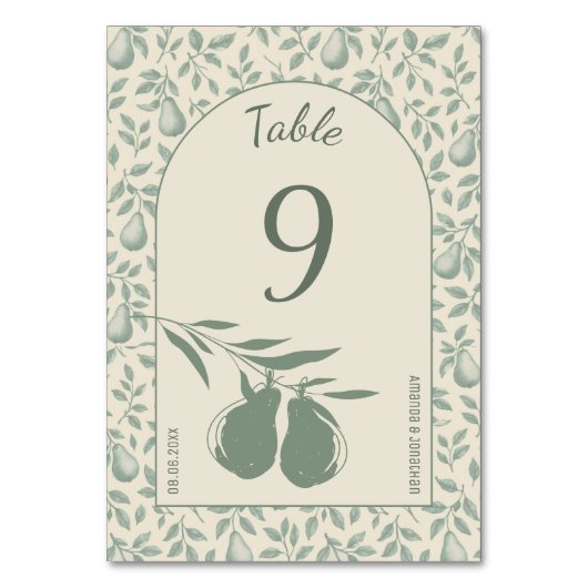 Numéro De Table Élégant Mariage de poire verte (Par défaut)