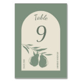 Numéro De Table Élégant Mariage de poire verte (Dos)
