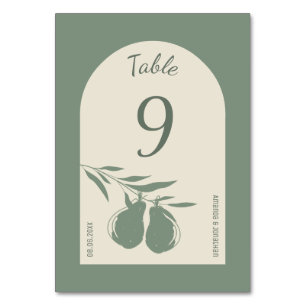 Numéro De Table Élégant Mariage de poire verte