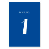 Numéro De Table Élégant Mariage de script bleu méditerranéen (Dos)