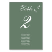 Numéro De Table Élégant Mariage de script en vert d'olive Sage for (Dos)
