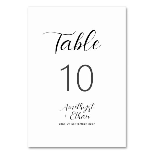 Numéro De Table Élégant Mariage de script moderne (Par défaut)