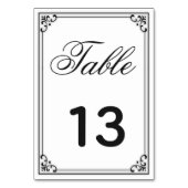 Numéro De Table Élégant Mariage de script moderne noir et blanc (Dos)