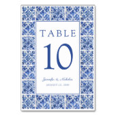 Numéro De Table Elégant Mariage de tuiles Bleues Méditerranéennes (Par défaut)