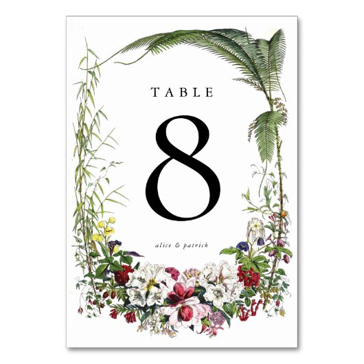 Numéro De Table Élégant Mariage de verdure botanique moderne (Dos)