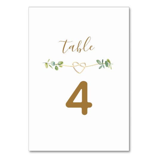 Numéro De Table Élégant Mariage de verdure neutre Numéro de tablea (Dos)
