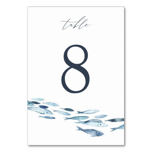 Numéro De Table Elégant Mariage d'eau bleu côtier (Par défaut)