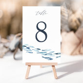 Numéro De Table Elégant Mariage d'eau bleu côtier