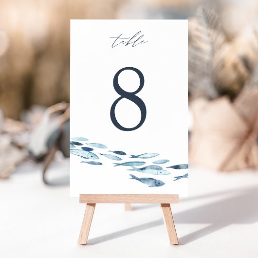 Numéro De Table Elégant Mariage d'eau bleu côtier