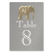 Numéro De Table Élégant Mariage d'Éléphant d'Or et d'Argent (Dos)