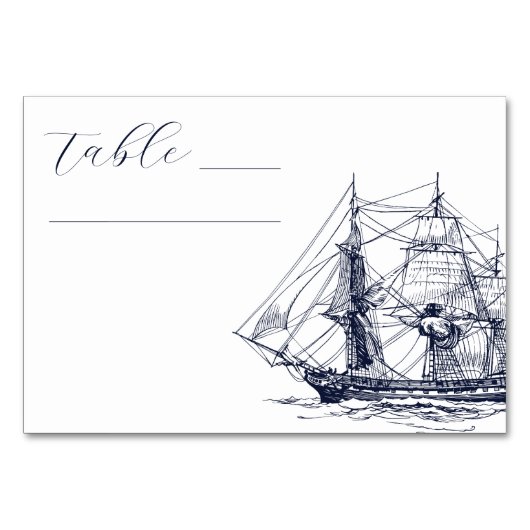 Numéro De Table Elégant Mariage d'illustration de navire nautique (Devant)