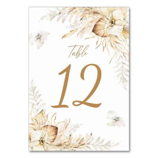 Numéro De Table Élégant Mariage en herbe Boho Pampas (Par défaut)