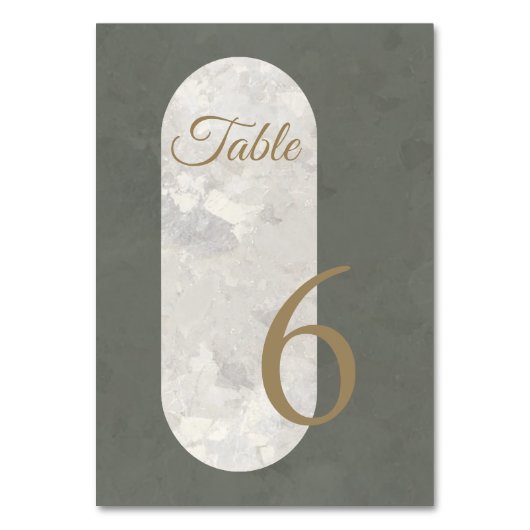 Numéro De Table Elégant Mariage en marbre vert Taupe (Par défaut)