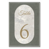 Numéro De Table Elégant Mariage en marbre vert Taupe (Dos)