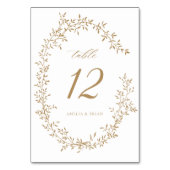 Numéro De Table Élégant Mariage en or botanique de couronne de feu (Dos)