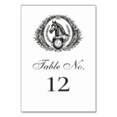Numéro De Table Élégant Mariage équestre de monogramme de crête (Dos)