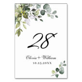 Numéro De Table Elégant Mariage Eucalyptus aquarelle (Dos)