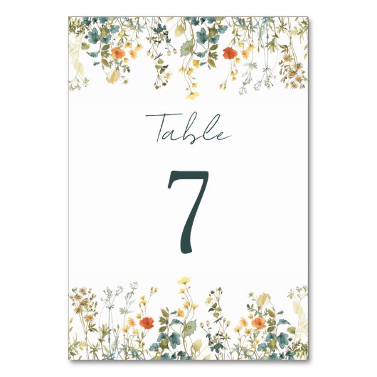 Numéro De Table Élégant Mariage Fleur sauvage (Par défaut)