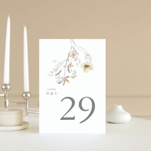 Numéro De Table Élégant Mariage Fleur sauvage Boho Spring