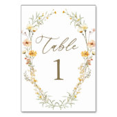 Numéro De Table Elégant Mariage Fleur sauvage couleur jaune pâle (Dos)