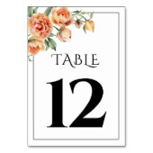 Numéro De Table Élégant mariage fleuri fleuri  Peach (Par défaut)