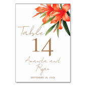 Numéro De Table Élégant Mariage floral à fleurs d'or orange (Par défaut)