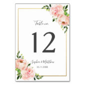 Numéro De Table Élégant Mariage floral Blush (Dos)