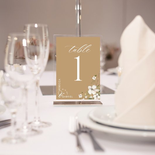 Numéro De Table Élégant Mariage floral de l'aquarelle de script