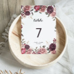 Numéro De Table Élégant Mariage floral d'été de Bourgogne<br><div class="desc">Cet élégant numéro de table burgundy à mariage floral d'été est parfait pour un mariage moderne. Le design présente de beaux roses bordeaux bordeaux bordeaux dessinés à la main, soigneusement arrangés en cadres et bouquets attrayants. Il s'agit d'un numéro de table recto-verso. Ajoutez chaque numéro de table dont vous avez...</div>