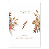 Numéro De Table Élégant Mariage floral en terre cuite (Dos)