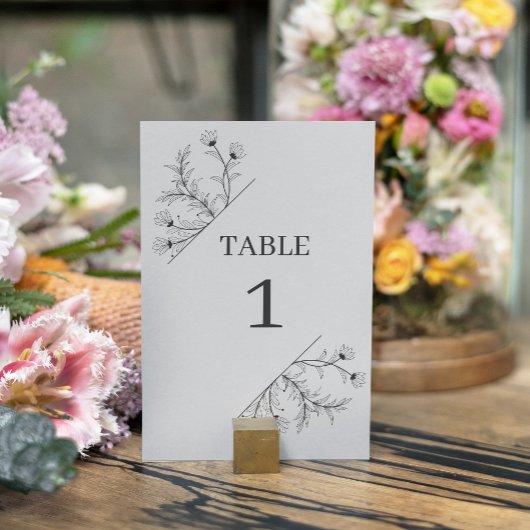 Numéro De Table Élégant Mariage Floral Grey