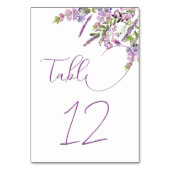 Numéro De Table Élégant Mariage Floral Lilac violet Numéro de tabl (Dos)