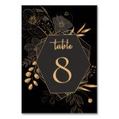 Numéro De Table Élégant Mariage Floral Noir & Or (Par défaut)