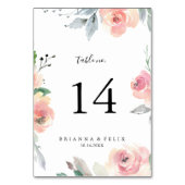 Numéro De Table Élégant Mariage floral rose (Dos)