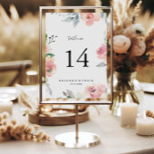 Numéro De Table Élégant Mariage floral rose