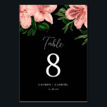 Numéro De Table Élégant Mariage floral rose foncé<br><div class="desc">Ces belles cartes de numéro de table présentent des fleurs vintages peintes à la main (azalées) en rose vif sur un arrière - plan noir (la couleur arrière - plan peut être customisée,  si désiré). Facile à personnaliser pour votre mariage ou autre occasion spéciale.</div>