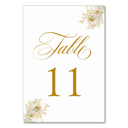 Numéro De Table Élégant Mariage Floral Script or Numéro de tableau (Par défaut)