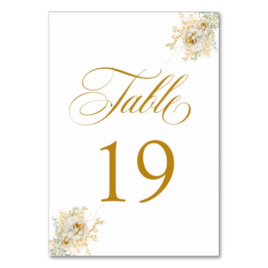 Numéro De Table Élégant Mariage Floral Script or Numéro de tableau (Par défaut)