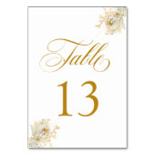 Numéro De Table Élégant Mariage Floral Script or Numéro de tableau (Dos)