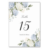 Numéro De Table Élégant mariage floral verdure hydrangea bleu (Dos)