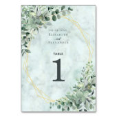 Numéro De Table Élégant Mariage géométrique Eucalyptus en marbre (Dos)