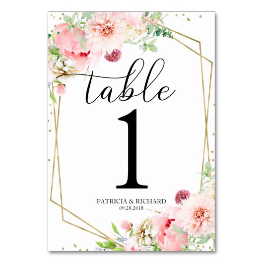 Numéro De Table Élégant Mariage géométrique flush flush (Dos)