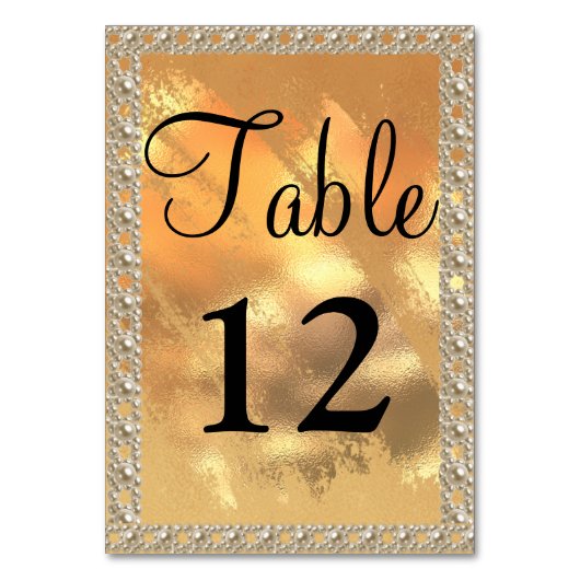 Numéro De Table Élégant Mariage Gold Sparkle (Dos)