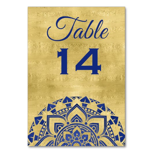 Numéro De Table Élégant Mariage indien Mandala en or bleu (Par défaut)