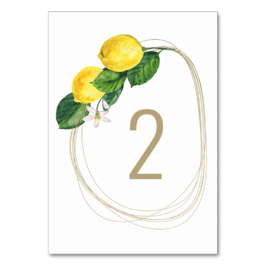 Numéro De Table Élégant Mariage Lemon Grove | Citrus Botanique (Dos)