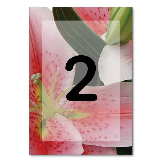 Numéro De Table Élégant Mariage Lys Orientaux (Dos)