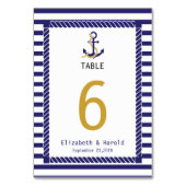 Numéro De Table Élégant Mariage Marin Rayures Bleues (Par défaut)
