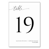 Numéro De Table Élégant Mariage moderne de calligraphie noire 19 (Dos)