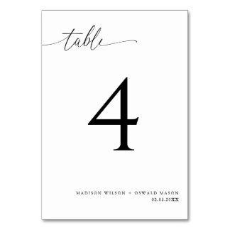 Numéro De Table Élégant Mariage moderne de calligraphie noire 4