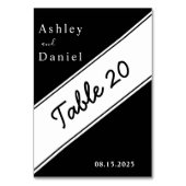 Numéro De Table Élégant Mariage moderne Noir Et Blanc Design (Dos)